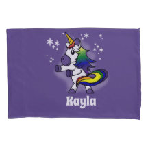 Rainbow Unicorn Flosing com fundo estrelado