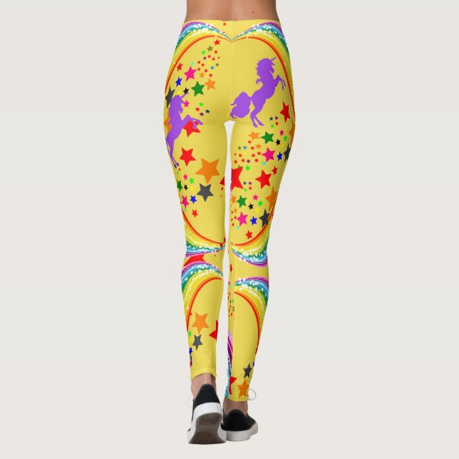 Rainbow Unicorn Leggings Personaliza Calças Yoga (Verso)