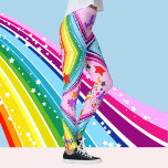 Rainbow Unicorn Leggings Personaliza Calças Yoga<br><div class="desc">VOCÊ ESCOLHA a cor de fundo. Altere de cor-de-rosa usando a Ferramenta de seleção de cores para qualquer cor do arco-íris. Adicione seu nome aos tornozelos.</div>
