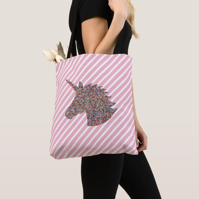 Rainbow Unicorn Silhoukle Tote Bag (Close Up)