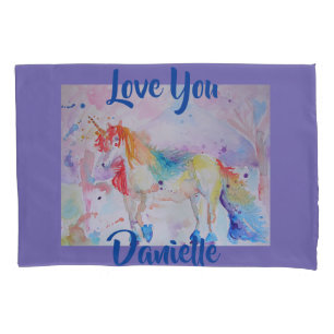Rainbow Unicorn Watercolor Purple Love Caso