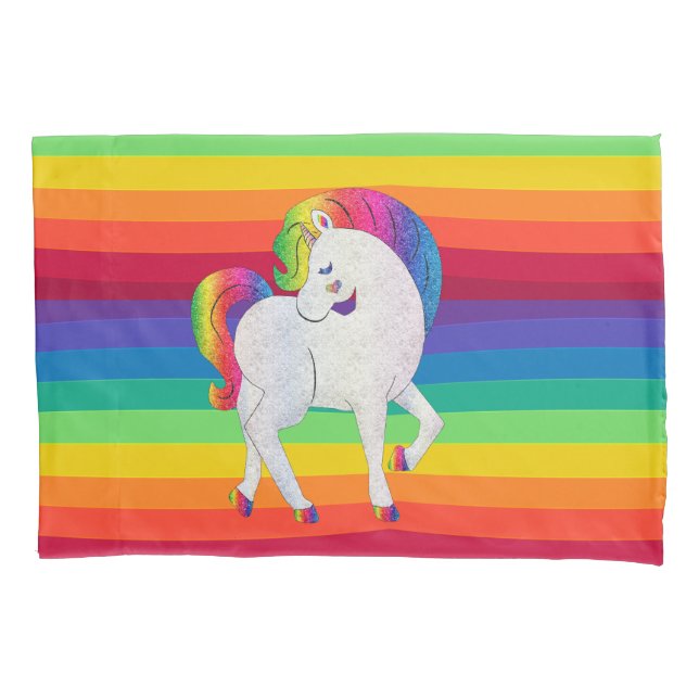 Rainbow Unicorn Whimsical Girly Pillowcase (Frente)