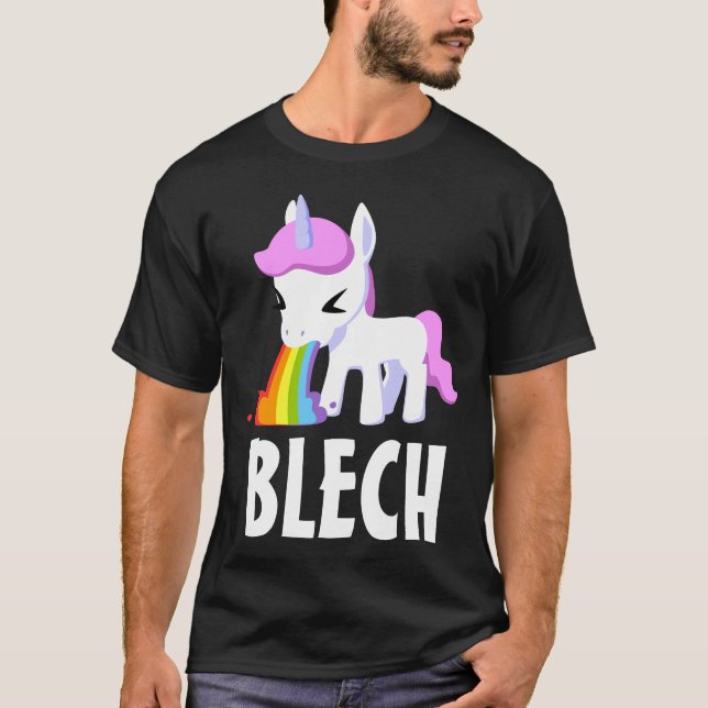 RAINBOW VOMIT UNICORN FUNNY Dark T-Shirt (Frente)