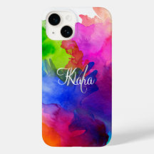Rainbow Watercolor Abstrato Name Monograma