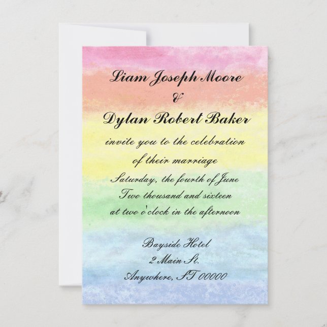 "Rainbow Watercolor" Convites De Casamento (Frente)