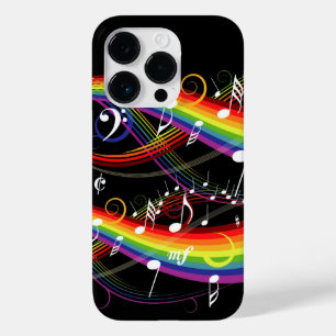 Rainbow White Music Notes on Black