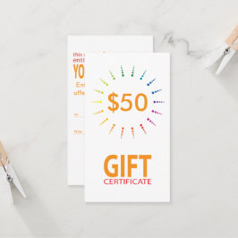 rainbowBurst do certificado de presente