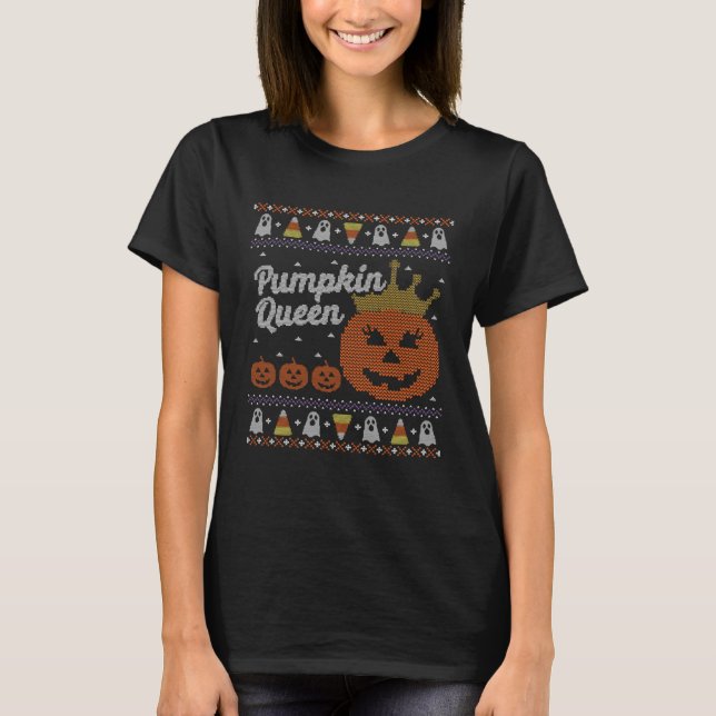 Rainha de Abóbora do Suéter do Halloween (Frente)