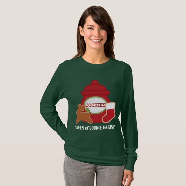 Rainha de biscoito assando camiseta de Natal (Frente Completa)