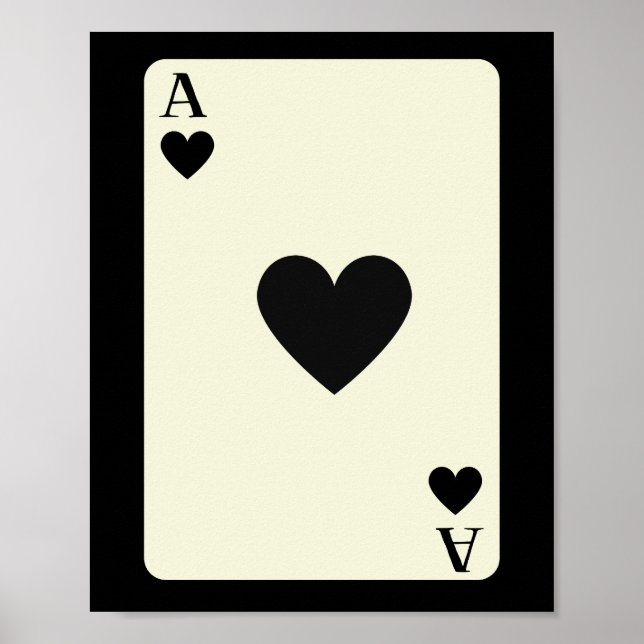 Rainha De Copas Ás Preto Cartão Poster Arte Parede (Frente)