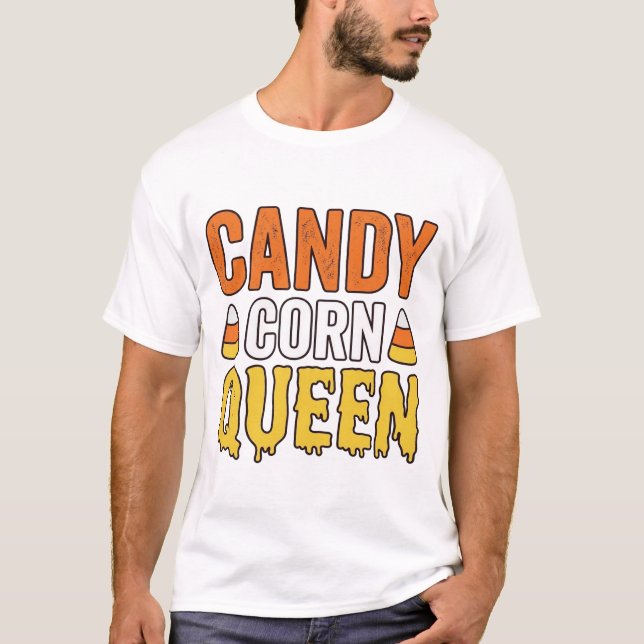 Rainha do Candy Corn Design de Camiseta de Hallowe (Frente)
