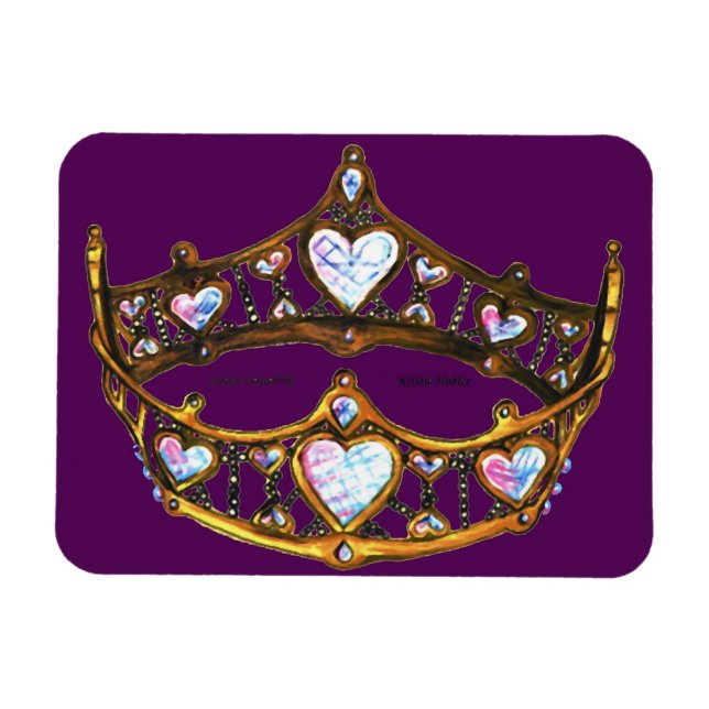 Rainha do Coração Dourada Tiara, íman roxo real (Horizontal)