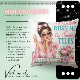 Rainha do Mahjong Não Me Apresse Almofada Quadrada