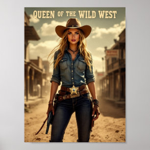 Rainha do Oeste Selvagem - Poster da Cowgirl Sem-C