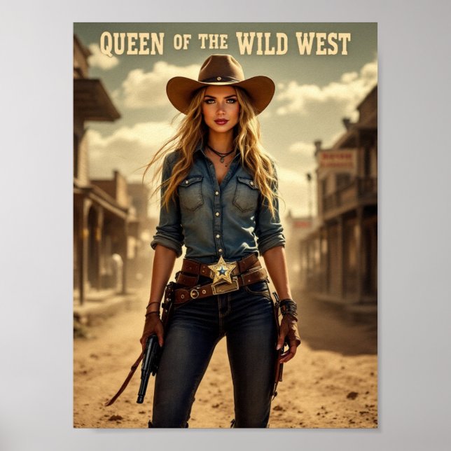 Rainha do Oeste Selvagem - Poster da Cowgirl Sem-C (Frente)