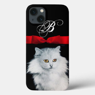 RAINHA DOS GATOS BRANCOS COM MONOGRAMA VERMELHO DA
