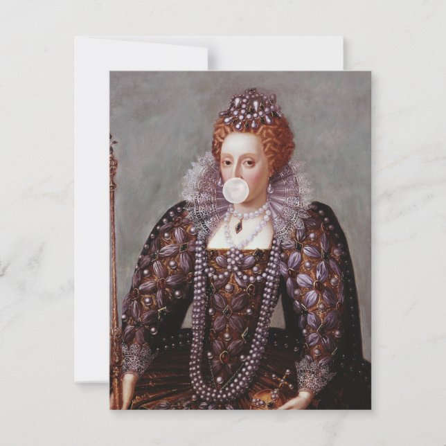 Rainha Elizabeth I soprando chiclete branco (Frente)