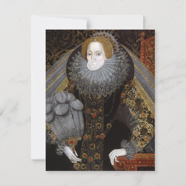 Rainha Elizabeth I soprando uma goma de mascar bra (Frente)