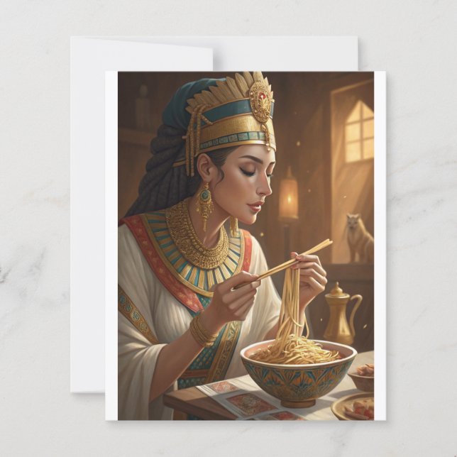 Rainha Hatshepsut Comendo Macarrão Engraçado Egito (Frente)