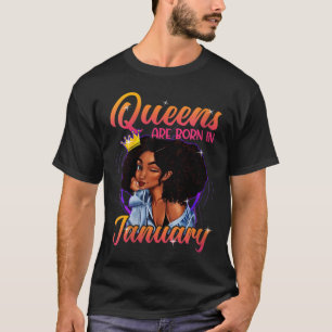 Rainha Nascer Janeiro Camisa Negra Aniversário