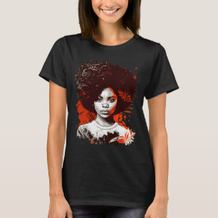 Rainha Negra Afro Melanina Derramando Camisa Mo de