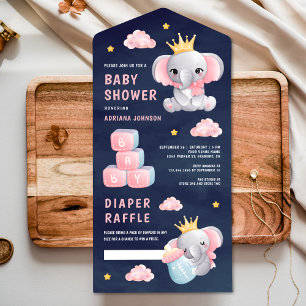 Rainha Rosa Menina Elefante Azul Marinho Chá de Be