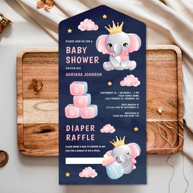 Rainha Rosa Menina Elefante Azul Marinho Chá de Be (Criador carregado)