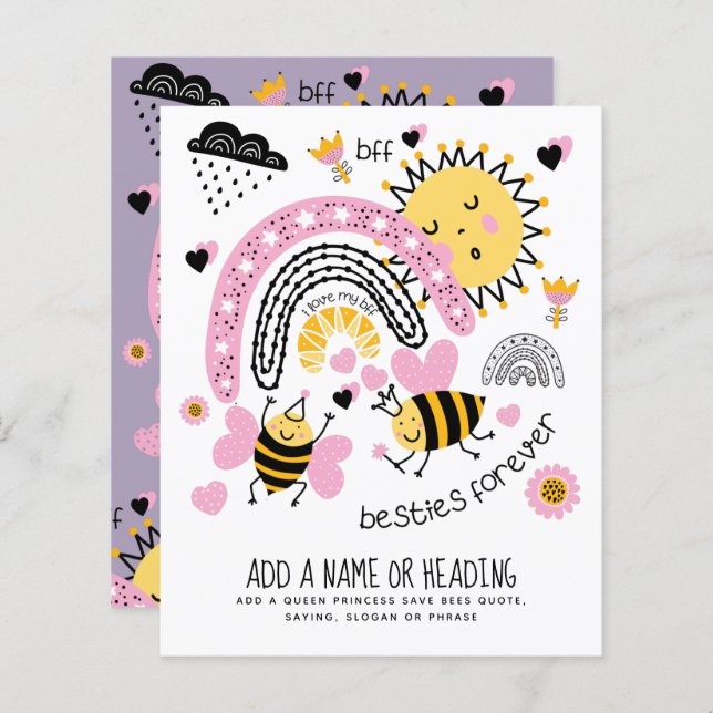 Rainhas Abelhas Melhores Amigos Para Meninas BFF B (Frente/Verso)