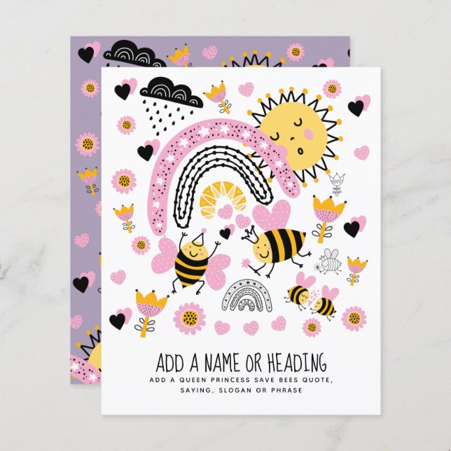 Rainhas Bees Bonitas BFF, Menina, Presentes Rosa (Frente/Verso)