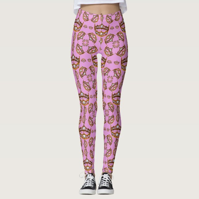 Rainhas Corações Douradas Coroa Tiaras leggings li (Frente)