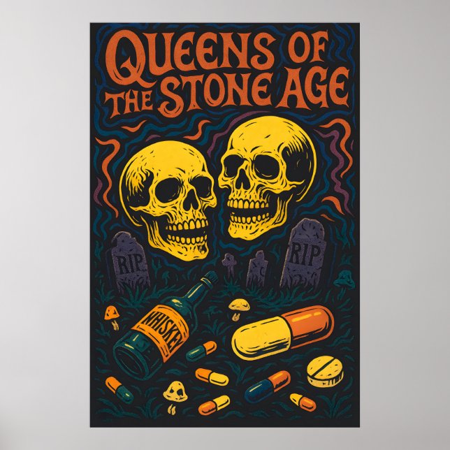 Rainhas da Arte de Parede de Stone Age Impressão – (Frente)