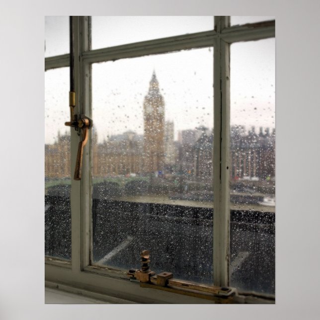 Rainy Day View no Big Ben - Poster de Londres (Frente)