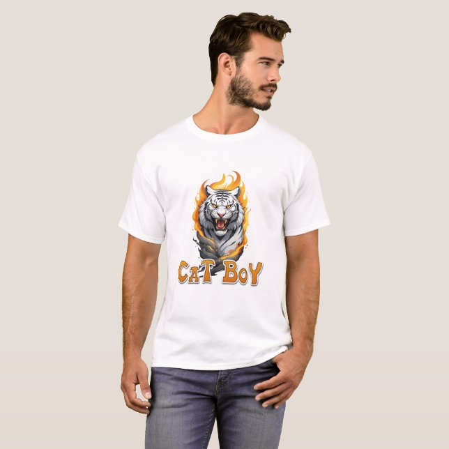 Raio de Tigre - Camisa de Garoto de Gato (Frente Completa)