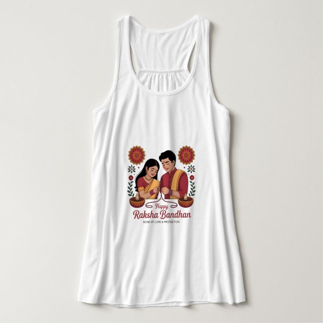 Raksha Bandhan  Flowy Racerback Tank Top (Frente do Design)