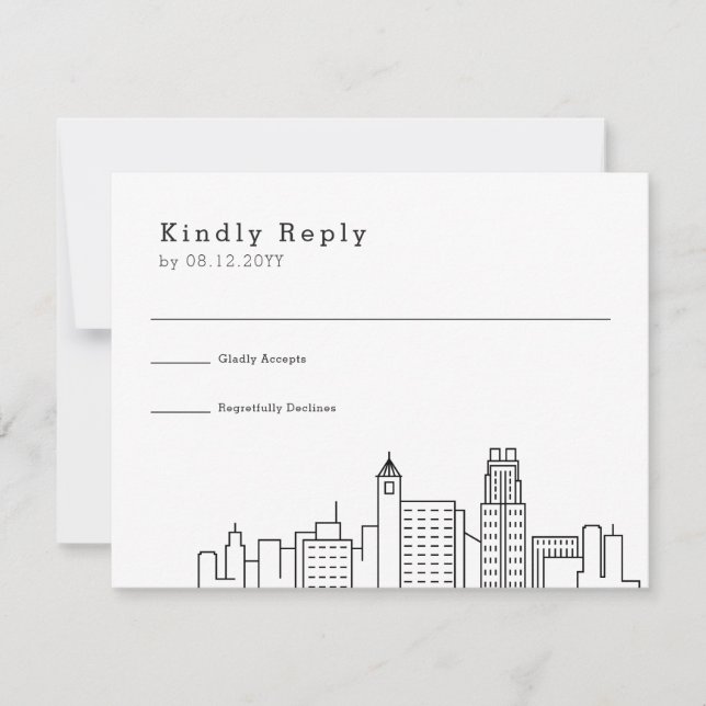 Raleigh Wedding | RSVP Skyline Estilizado (Frente)