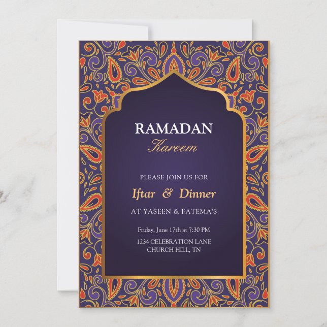 ramadã roxo Convite Iftar (Frente)
