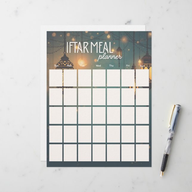 Ramadan Iftar Meal Planner-paper sheet  (Frente/Verso In Situ)
