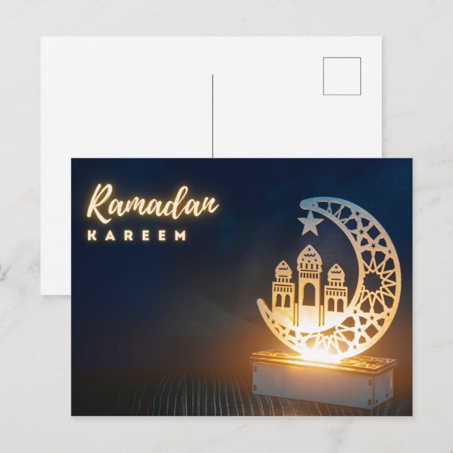 Ramadan Mubarak | Cartão postal de férias Ramadan  (Frente/Verso)
