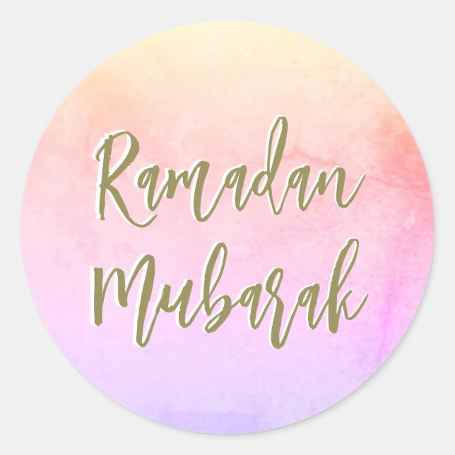 Ramadan Mubarak Clássico Colorido Adesivo Redondo  (Frente)
