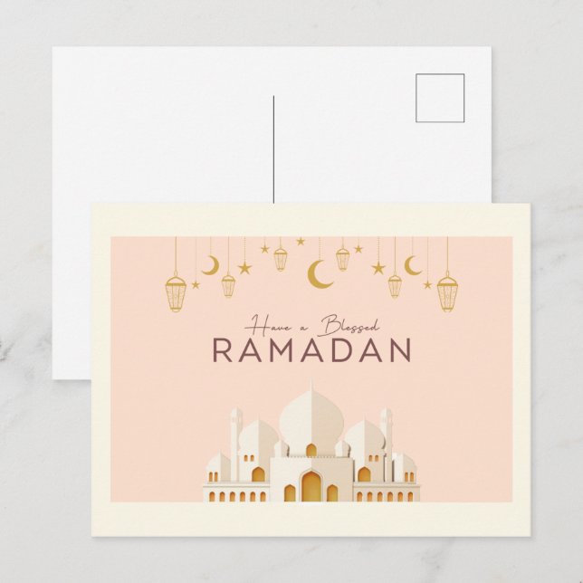 Ramadão Mubarak | Cartão de Férias do Ramadan Kare (Frente/Verso)