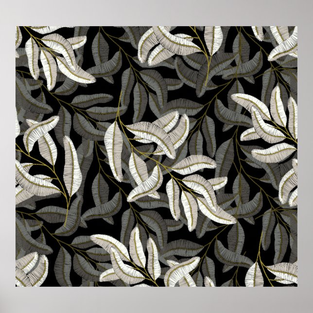 Ramais bordados: impressão preto-branco. (Frente)