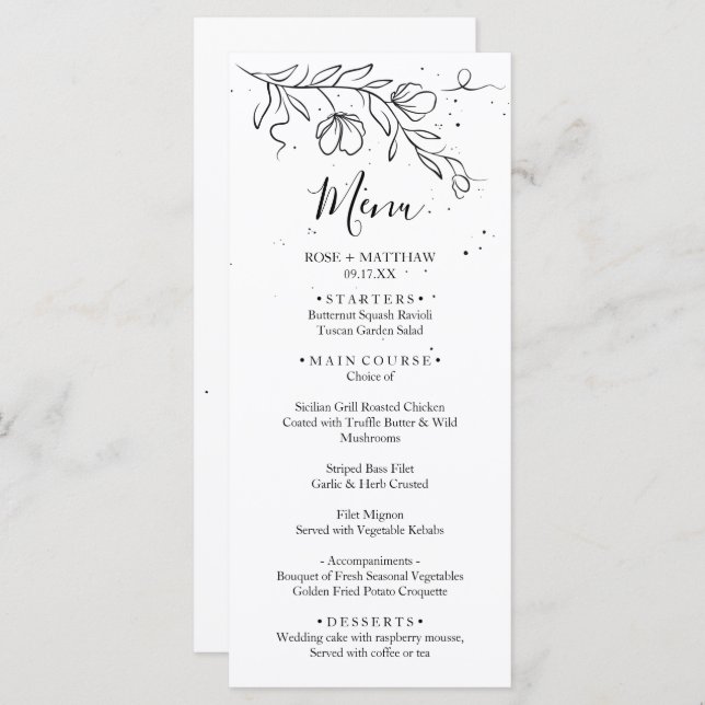 Ramal de floração estilizada e quedas de menu de t (Frente/Verso)