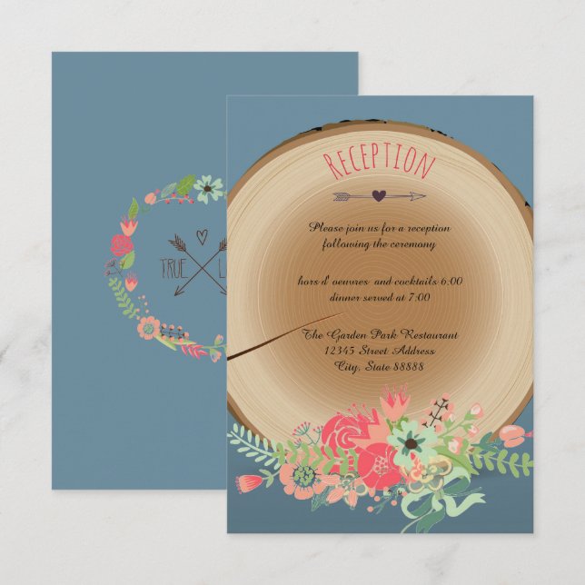 Ramalhete de Madeira Rústica - Convite de Recepção (Frente/Verso)