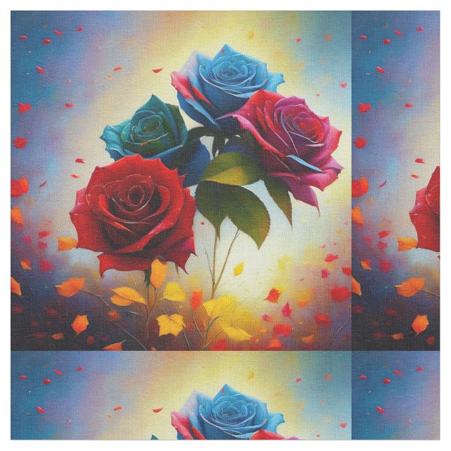 Ramalhete de Rosas Tri Coloridas, Tecido (Detalhe)