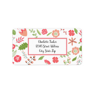 Ramalhetes Florais Rosa - Etiqueta de Endereço