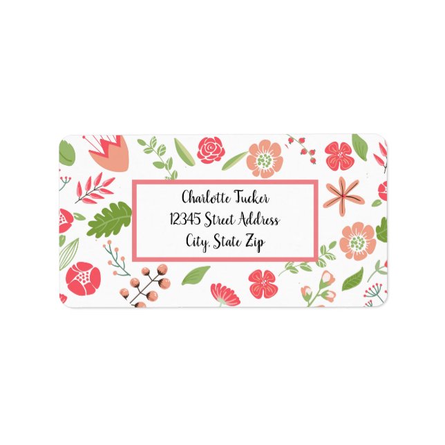 Ramalhetes Florais Rosa - Etiqueta de Endereço (Frente)