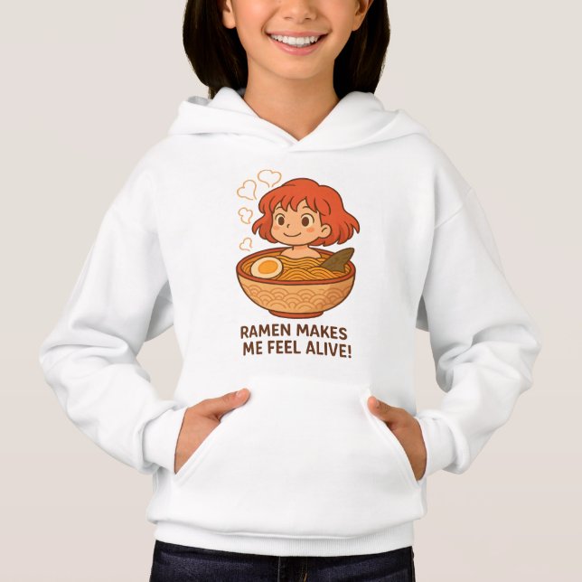 Ramen Me Faz Sentir Vivo Camiseta Divertida para A (Frente)