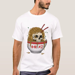 Ramen Skull T-Shirt - Edgy Japonês Noodle Bowl