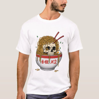 Ramen Skull T-Shirt - Edgy Japonês Noodle Bowl