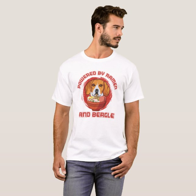 Ramen Sushi Beagle Dog T-Shirt Design (Frente Completa)